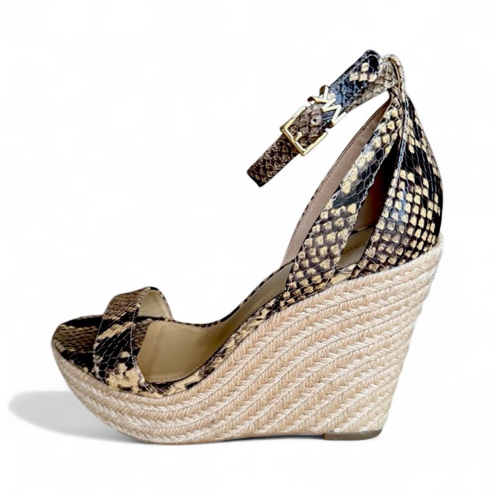 Michael Kors Snakeskin Wedge Sandals with Buckle